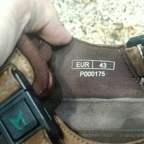 Mephisto Shark Brown Leather Anatomical Shock Absorbing Sandals Sz 43/ 9.5